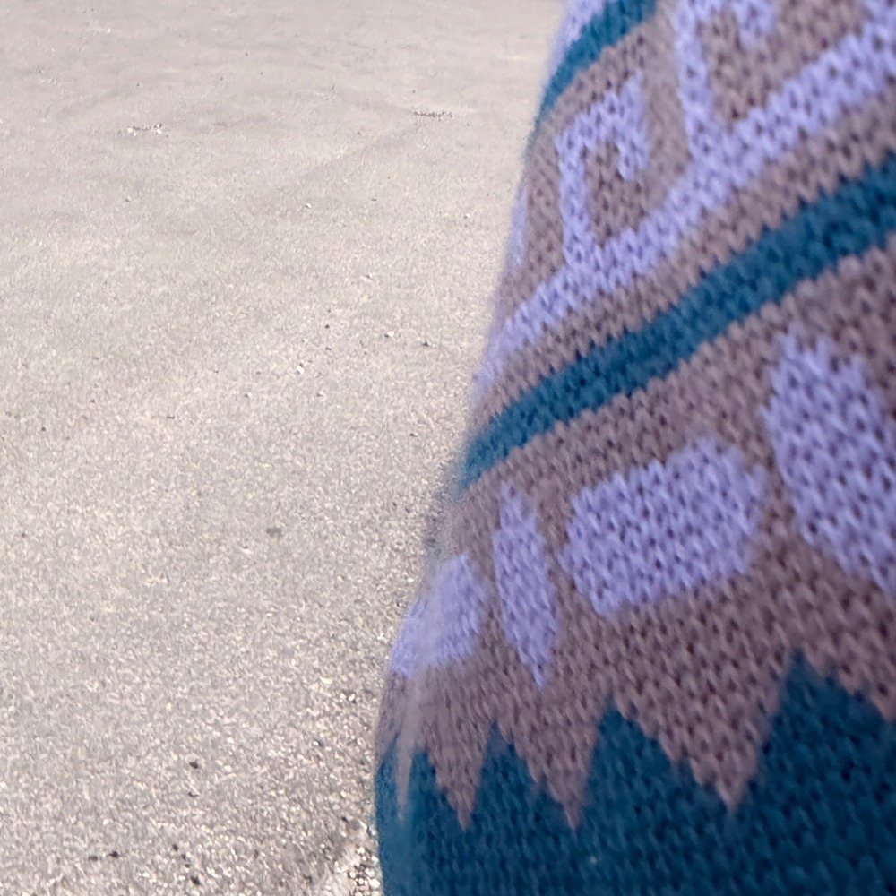 90s Spyder Windstopper Sweater Mens XL Aztec 1/4 Zip Teal Blue Wool Fair Isle - Picture 11 of 13
